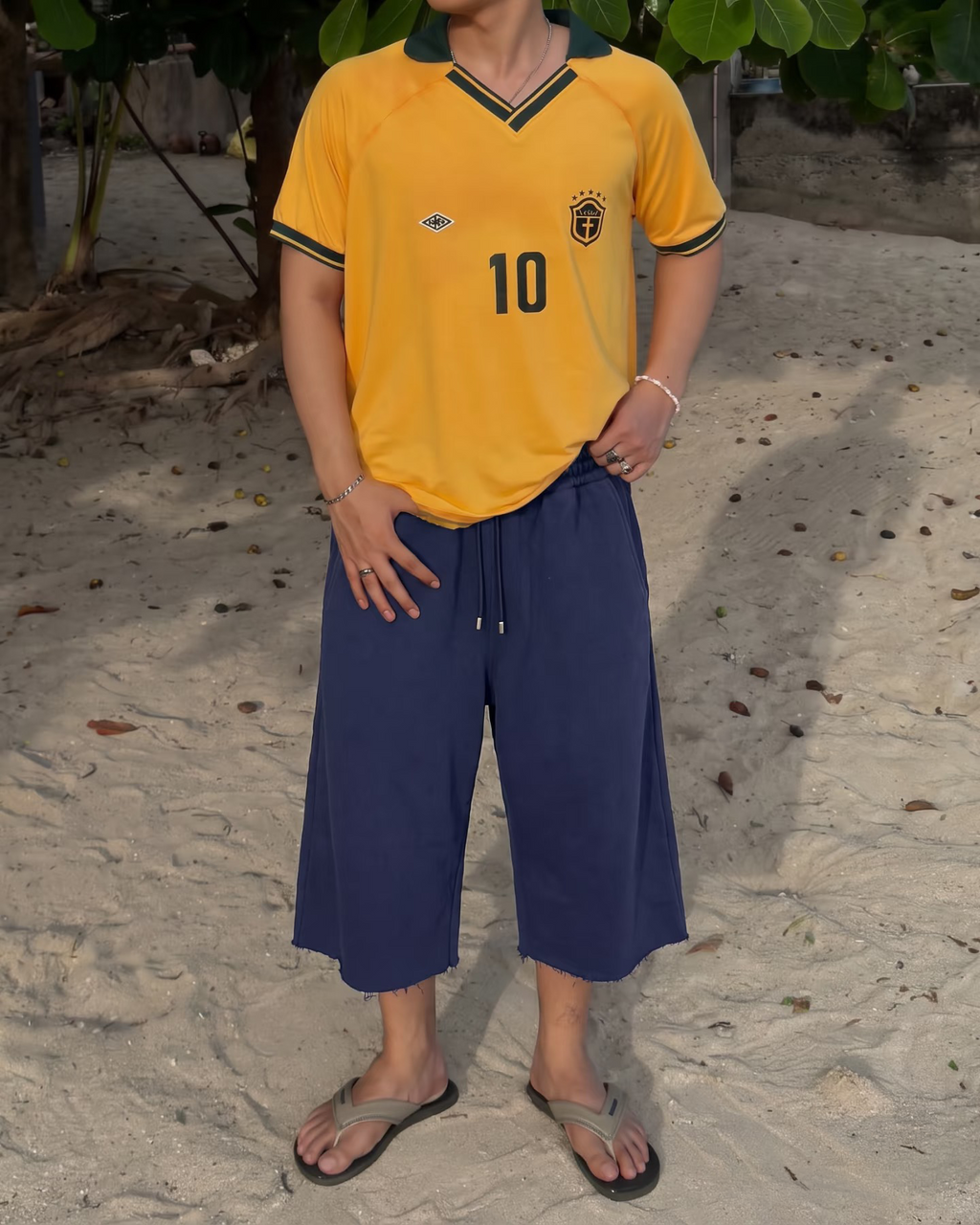 3/4 Raw Hem Shorts